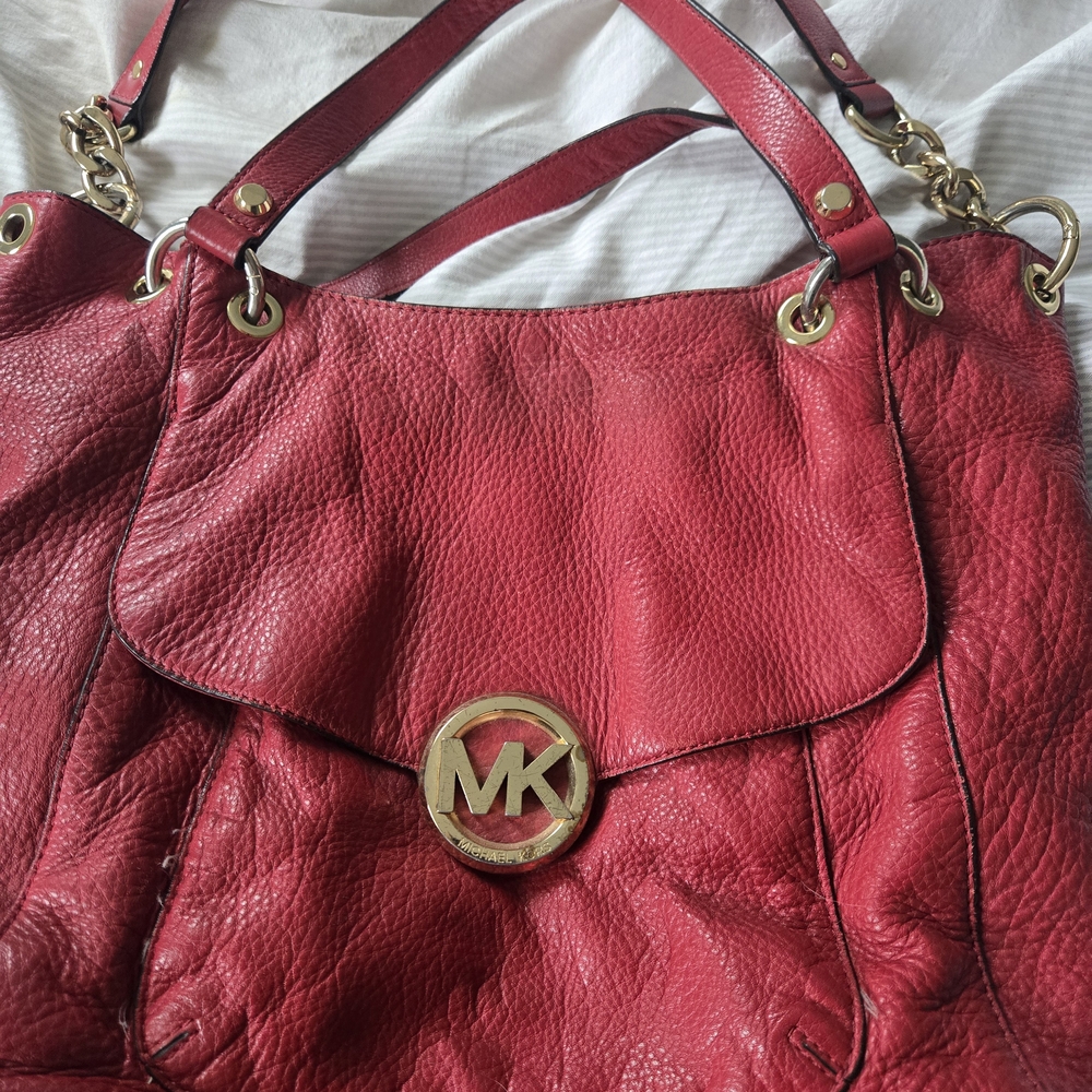 Michael Kors Red Leather Shoulder Bag